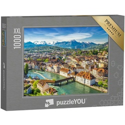 puzzleYOU Puzzle Puzzle 1000 Teile XXL „Pilatus und Stadtzentrum von Luzern, Schweiz“, 1000 Puzzleteile, puzzleYOU-Kollektionen Schweiz