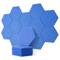 Rdutuok 12 Stück Akustik Panel,30x26x1cm Hexagon Akustik Absorber Schallschutzplatten Akustikpaneele Wand für Tonstudio, Büro,Studio und Wanddekoration Blau