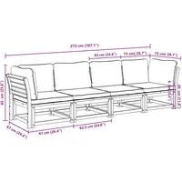 vidaXL 4-tlg. Garten-Lounge-Set mit Kissen Massivholz Akazie