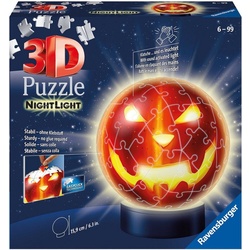Ravensburger Puzzleball Nachtlicht Kürbiskopf, 72 Puzzleteile, mit Leuchtsockel inkl. LEDs; FSC® - schützt Wald - weltweit bunt