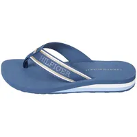 Tommy Hilfiger Damen Flip Flops Beach Sandal mit Keilabsatz, Blau (Fossil Blue), 40