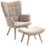 Homcom Ohrensessel Braun, Holz, 72x101x80 cm, Wohnzimmer, Sessel, Relaxsessel