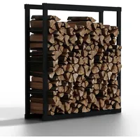 Hago Feuerholzregal Stahl Holzlager 100x100x25cm Brennholzregal Kaminholzregal Innen Außen