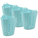 Kreher Kreher® flexibler Wäschekorb, Mehrzweckkorb, gelocht in Pink oder Blau. Mit Griffen und Nutzvolumen von ca. 65 Liter pro Korb. (Set und Farbe wählbar) (4er Set Blau)