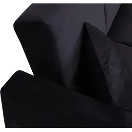 Mendler Sofa HWC-H47 mit Ottomane, Couch Sofa Gästebett, Schlaffunktion Stauraum 217x145cm ~ Samt schwarz