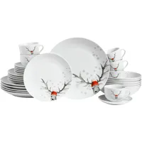 CreaTable Luna Hirsch Kombiservice 30-tlg. für 6 Personen weiß