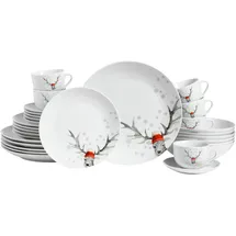 CreaTable Luna Hirsch Kombiservice 30-tlg. für 6 Personen weiß