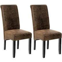 Tectake Esszimmerstuhl gepolstert Kunstleder braun 2er Set