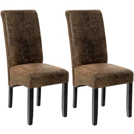 Tectake Esszimmerstuhl gepolstert Kunstleder braun 2er Set