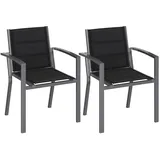 JUMMICO Gartenstuhl Stapelbar, Aluminium Gestell mit Komfortsitz aus Textilene, Niedrige Sitzhöhe mit Armlehnen für Balkon und Terrasse