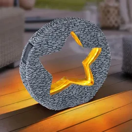 GLOBO Solarleuchte Stein-Stern Design, Gold, H 29,5 cm