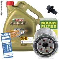 Ölwechsel Set Inspektion 5L Castrol Edge Titanium FST LL 5W-30 Öl Motoröl + MANN Ölfilter + Öl Ablassschraube Verschlussschraube