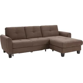 sit&more Ecksofa »Varese L-Form« mit Federkern, wahlweise mit Bettfunktion und Stauraum braun