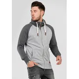 behype Sweatjacke "HENRAY", Herren, Gr. S, grau, 70% Baumwolle, 30% Polyester, mehrfarbig, normal, ohne Ausschnitt, Sweatjacken Sweatjacke, mit erhöhtem Kragen