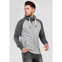 behype Sweatjacke "HENRAY", Herren, Gr. S, grau, 70% Baumwolle, 30% Polyester, mehrfarbig, normal, ohne Ausschnitt, Sweatjacken Sweatjacke, mit erhöhtem Kragen