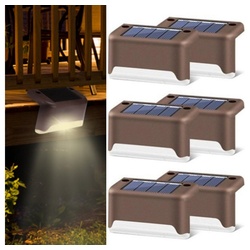 LETGOSPT LED Solarleuchte Solarleuchten für außen Treppenlicht Zaunleuchte, LED fest integriert, warmweißes, IP65 Wasserdicht LED-Beleuchtung Gartenleuchte braun