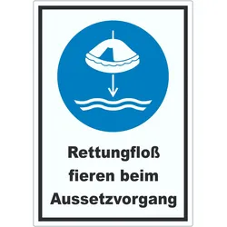 Rettungsfloß fieren beim Aussetzvorgang Aufkleber A3 (297x420mm)