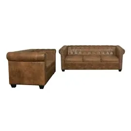 vidaXL Chesterfield-Sofas 2-Sitzer und 3-Sitzer Braun