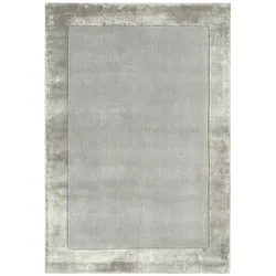 KADIMA DESIGN Wohnzimmerteppich Wolle-Viskose handgewebt | 200x290 cm | Silber | Hochwertig | Für große Räume