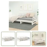 The Living Store Tagesbett Ausziehbar Weiß Massivholz Kiefer 2x(90x200) cm - Weiß