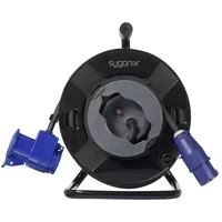 Sygonix SY-6684366 Kabeltrommel 25m Schwarz CEE-Cara-Stecker
