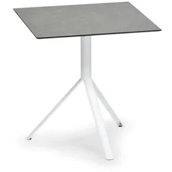 Trio Garten Bistrotisch eckig Weiß HPL Steingrau 60x60 cm