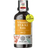 NATURE LOVE® Vitamin D3 + K2 Kinder (20ml) - 800 I.E. Vitamin D3 pro Tagesdosis- hoch bioverfügbar & laborgeprüft - in MCT-Öl - optimal dosiert für kids