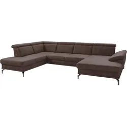 Wohnlandschaft SIT & MORE "Scorpio U-Form", braun, B:353cm H:85cm T:236cm, Sofas, inklusive Sitztiefenverstellung, mit Kopf- und Armteilverstellung