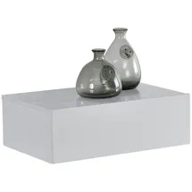 [en.casa] Wandregal Oslo mit Schublade Nachttisch schwebende Nachtkommode Hängeregal Wandboard Nachtkonsole 46x30x15cm Weiß Hochglanz