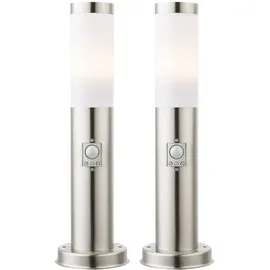 ETC Shop Außenleuchte Edelstahl 12,7x45 cm 2er Set silber