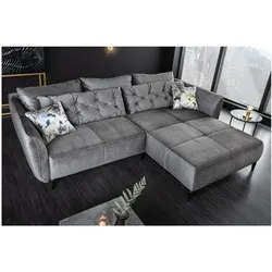 riess-ambiente Ecksofa MARRAKESCH - 245cm grau Samt Metallfüße inklusive Kissen