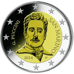 2 Euro Gedenkmünze "90. Todestag Giacomo Puccini" 2014 aus San Marino!