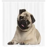 ABAKUHAUS Duschvorhang Mops 175 x 200 cm braun schwarz