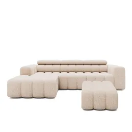 Livora Eckcouch Chenille 2-Sitzer Beige