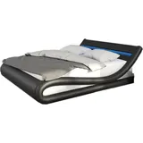 SalesFever Polsterbett mit LED-Beleuchtung Kunstleder Design Bett in moderner Form, schwarz