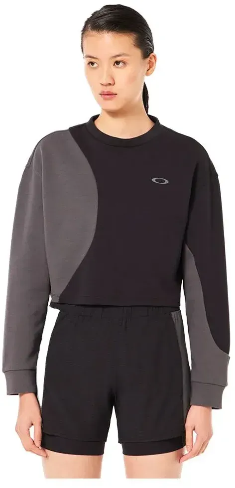 Oakley Apparel Pursuit Cruise Crop Sweatshirt - Blackout / Uniform Grey - M