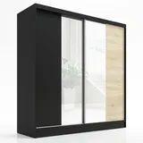 A&J MöbelLand Schwebetürenschrank SOLO 200 x 215 x 59,5 cm Schwarz
