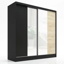 A&J MöbelLand Schwebetürenschrank SOLO 200 x 215 x 59,5 cm Schwarz