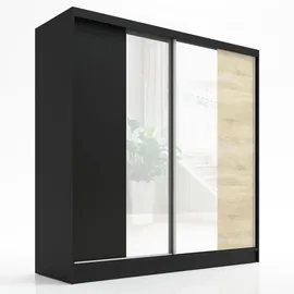 A&J MöbelLand Schwebetürenschrank SOLO 200 x 215 x 59,5 cm Schwarz