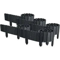 Floranica 10 m Beeteinfassung Flexibler Holzzaun 5 St. 2 m x 10 cm Anthrazit Steckzaun aus Kiefernholz Rasenkante Teichzaun Rollboard 5 tlg Erweiterbares Zaunset für Garten