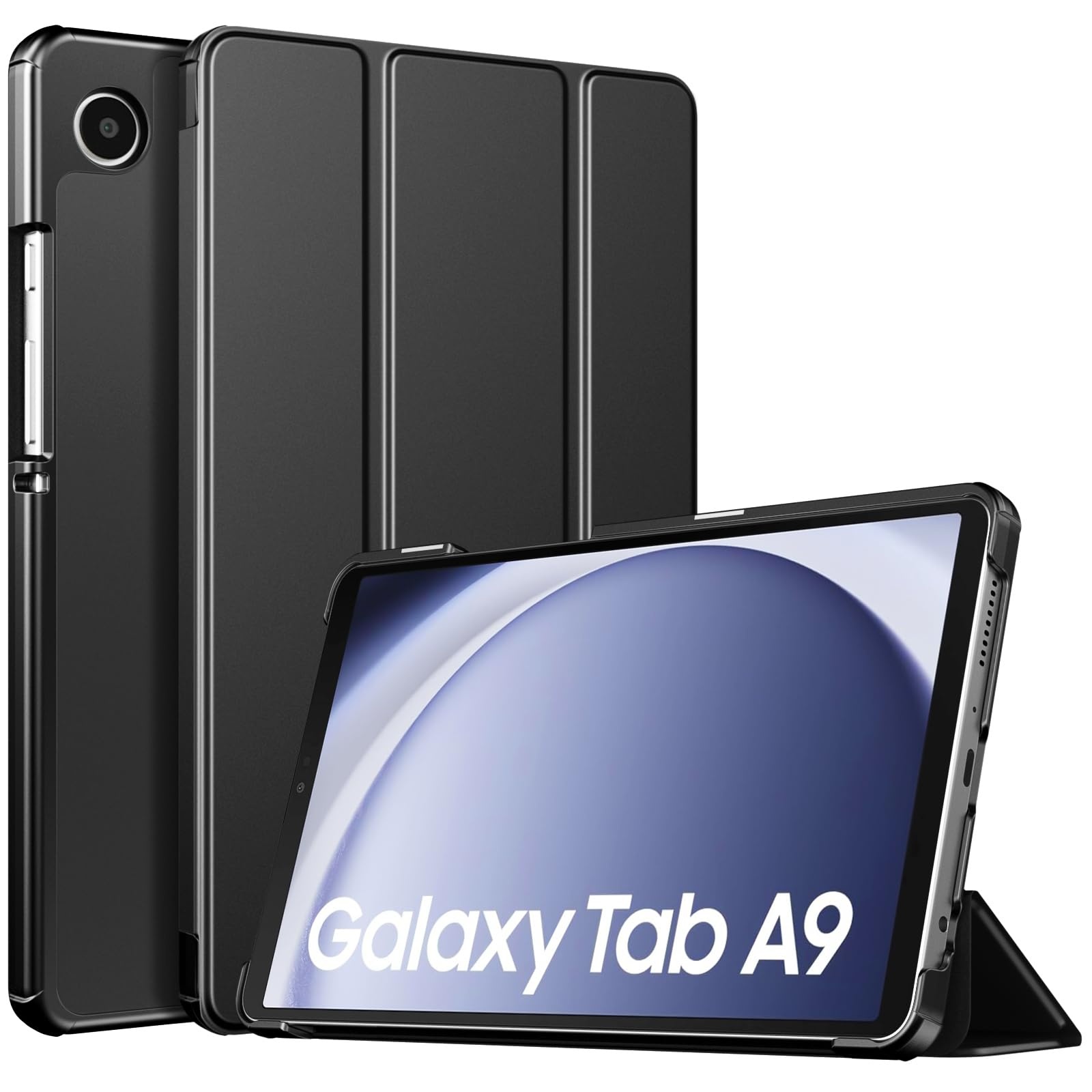 TiMOVO Hülle Kompatibel mit Samsung Galaxy Tab A9 8,7 Zoll 2023, Schlank Leicht Schutzhülle mit Ständer & Harter Rückseite für das Neue Galaxy Tab A9 8,7 Zoll Tablet SM-X110/X115/X117, Schwarz