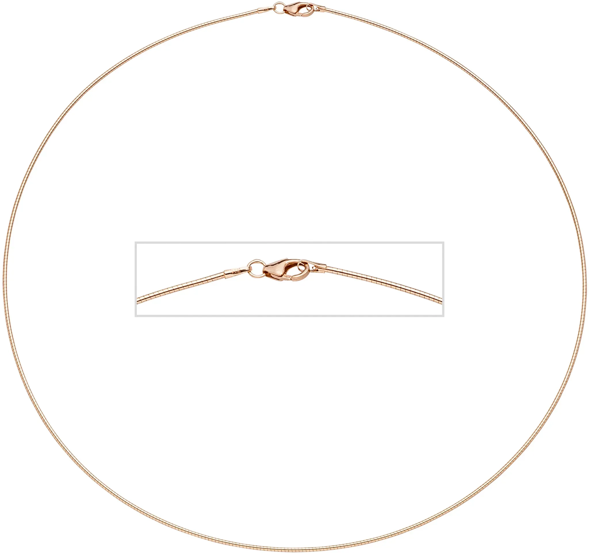 Halsreif JOBO, rosa (roségoldfarben), Halsketten, Damen, Silber 925 (Sterlingsilber), L: 42, 925 Silber roségold vergoldet 42 cm 1,1 mm