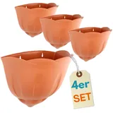 GarPet 4x Blumentopf Wand Blumentopf Wandmontage Wandblumentopf Wandvasen für Pflanzen Pflanzen Wandhalterung Wandtopf Außenbereich Terrakotta