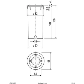 EVN Bodeneinbauleuchte 673210402 Aluminium Edelstahl Glas Kunststoff