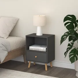 [en.casa] Nachtschrank Sundsvall 40 x 30 x 54 cm Dunkelgrau
