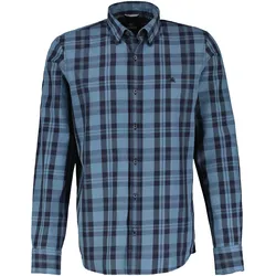 Karohemd LERROS "LERROS Karohemd in Twillqualität, weich gewaschen", Herren, Gr. S, Normalgrößen, blau (classic navy), 100% Baumwolle, Langarm, Hemden