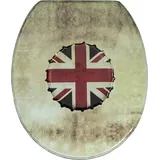 SANITOP-WINGENROTH - 40249 1 - WC-Sitz Union Jack - WC Brille mit Absenkautomatik - Toilettensitz mit Holz-Kern & Fast-Fix Schnellbefestigung