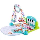 KIKKABOO Kikkaboo, Krabbeldecke Piano, Spielcenter, Klaviertasten, Plüschfiguren, Musik blau