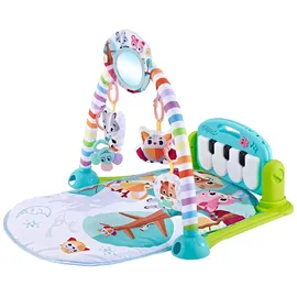 KIKKABOO Kikkaboo, Krabbeldecke Piano, Spielcenter, Klaviertasten, Plüschfiguren, Musik blau