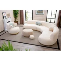 Nobelaa Sofa Moderne Eckgarnitur - Wohnzimmergarnitur "Amelia" + Sessel + Hocker rosa